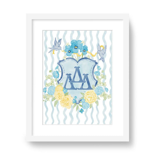 Delta Delta Delta Floral Greek Letter Monogram Framed Art