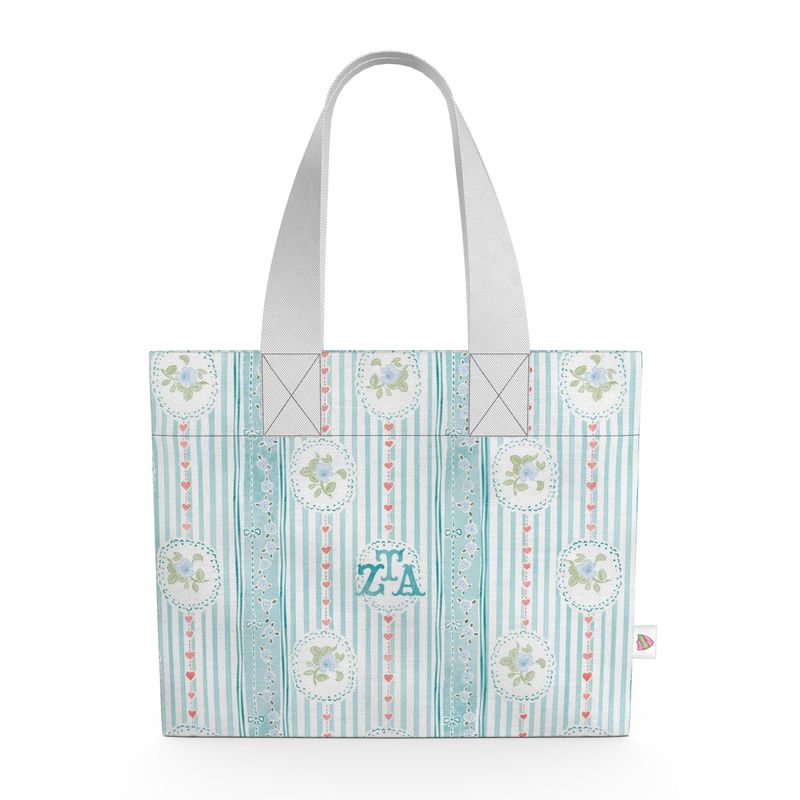 Zeta Tau Alpha Stripes + Hearts Organic Cotton Canvas Tote Bag