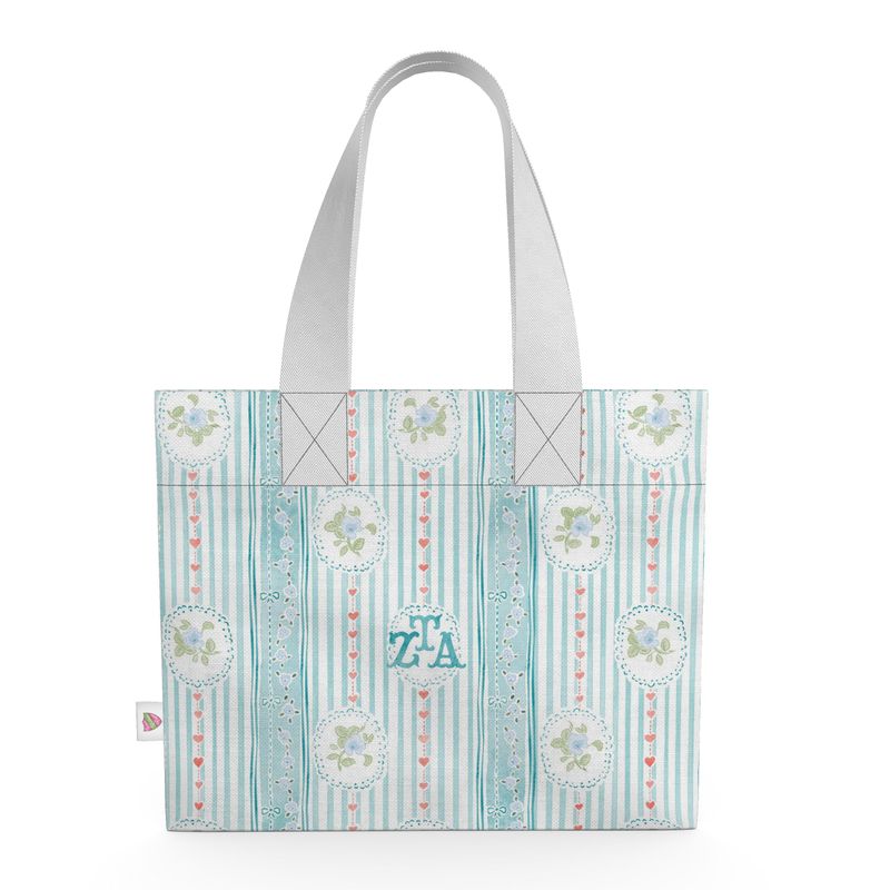 Zeta Tau Alpha Stripes + Hearts Organic Cotton Canvas Tote Bag