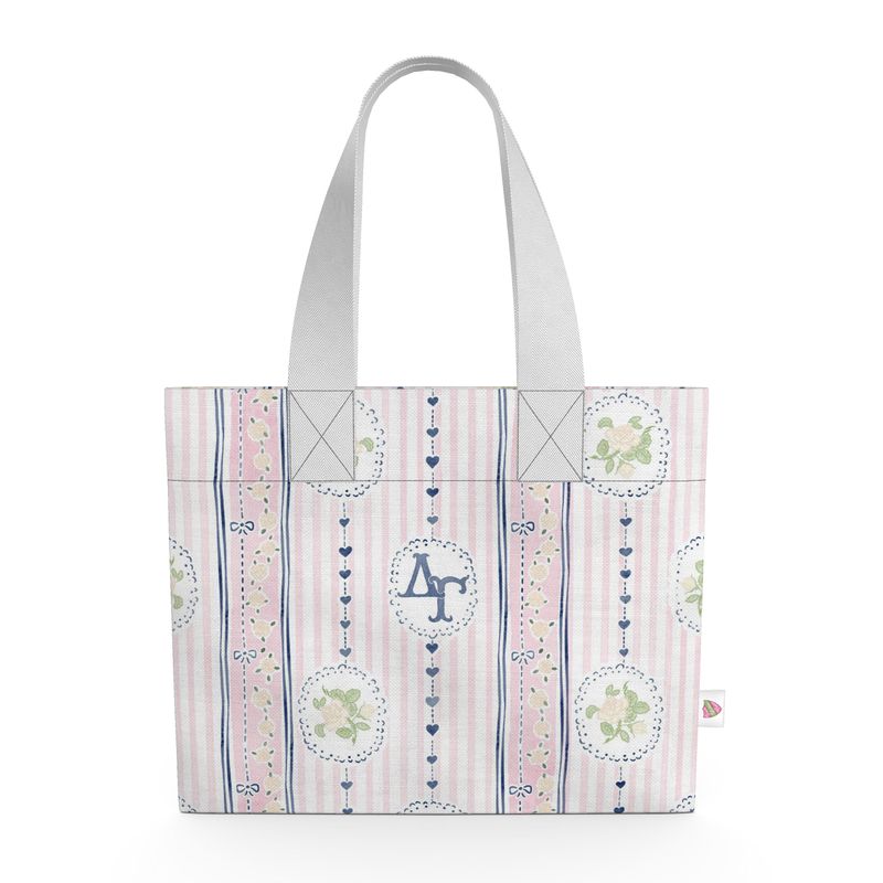 Delta Gamma Stripes + Hearts Organic Cotton Canvas Tote Bag