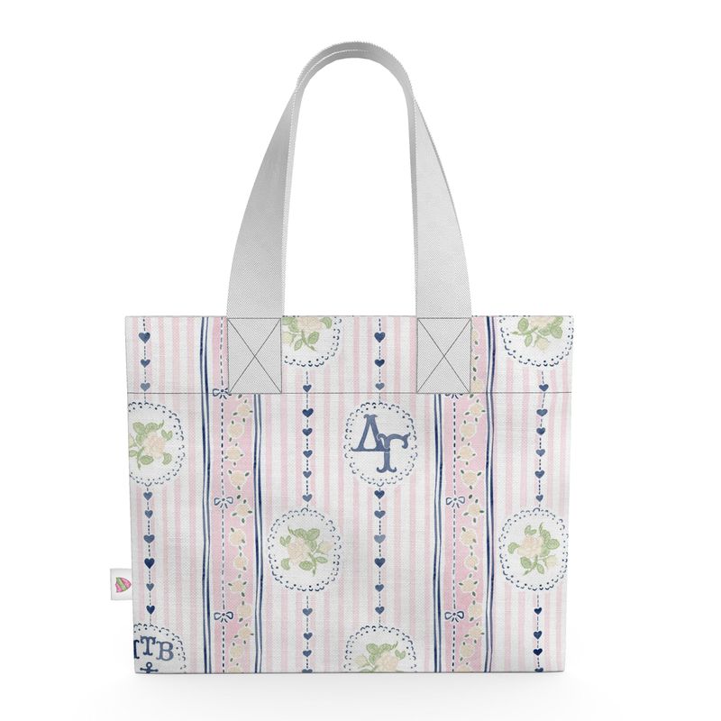 Delta Gamma Stripes + Hearts Organic Cotton Canvas Tote Bag