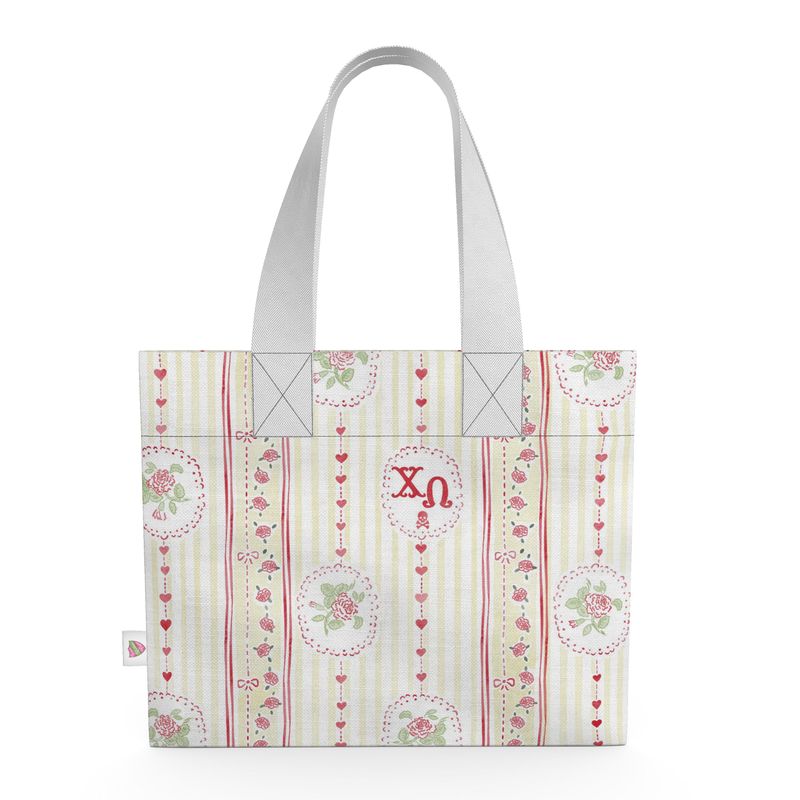 Chi Omega Stripes + Hearts Organic Cotton Canvas Tote Bag