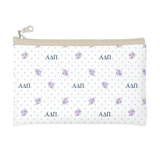 Αlpha Delta Pi Azure Dots + Violets Zip Top Cosmetic Bag