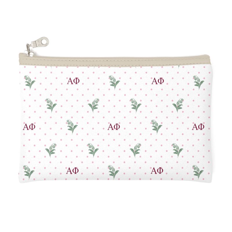 Alpha Phi Cosmetic Bag with Lilies of the Valley