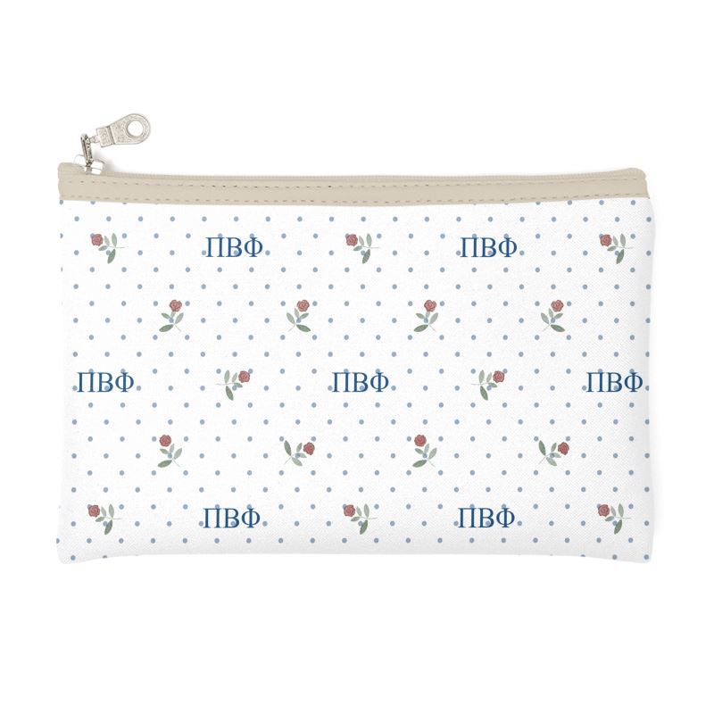 Pi Beta Phi Cosmetic Bag with Wine Colored Roses