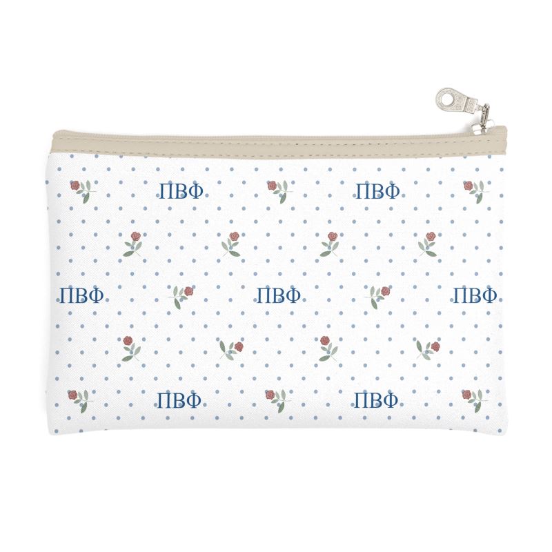 Pi Beta Phi Cosmetic Bag with Wine Colored Roses