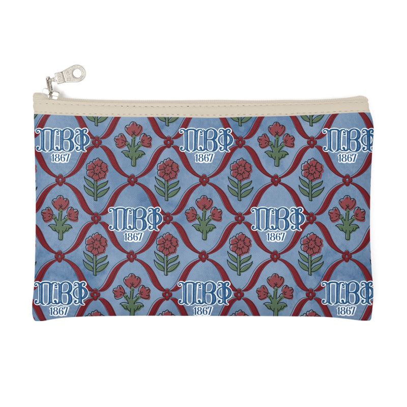Pi Beta Phi Blockprint Zip Top Cosmetic Bag
