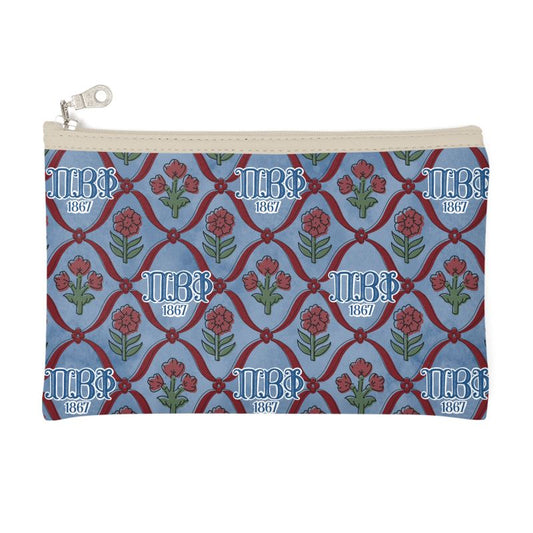 Pi Beta Phi Blockprint Zip Top Cosmetic Bag