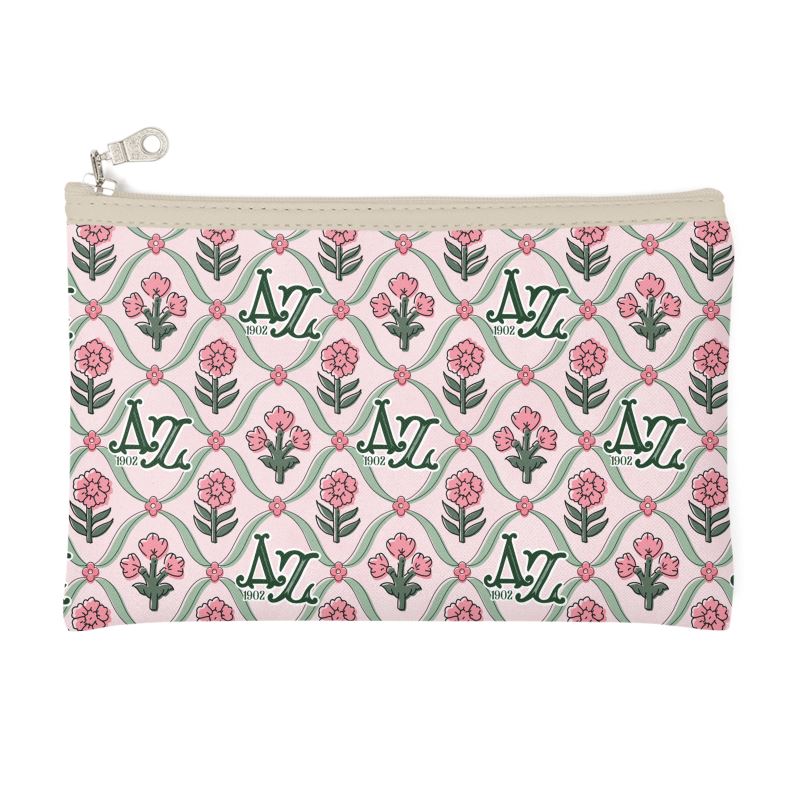 Delta Zeta Blockprint Zip Top Cosmetic Bag