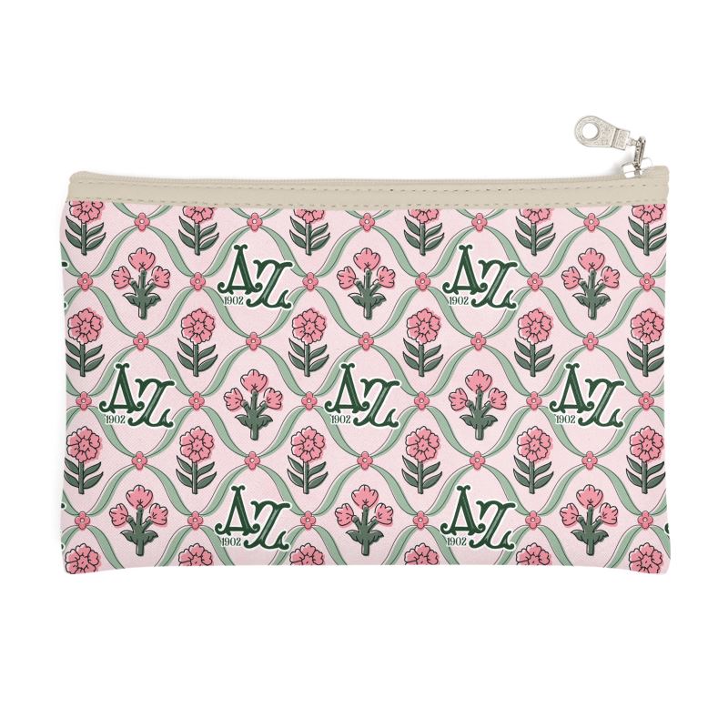 Delta Zeta Blockprint Zip Top Cosmetic Bag