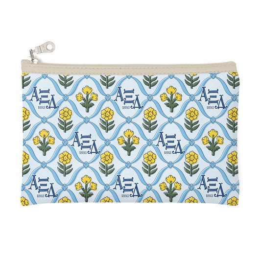 Alpha Xi Delta Blockprint Zip Top Cosmetic Bag