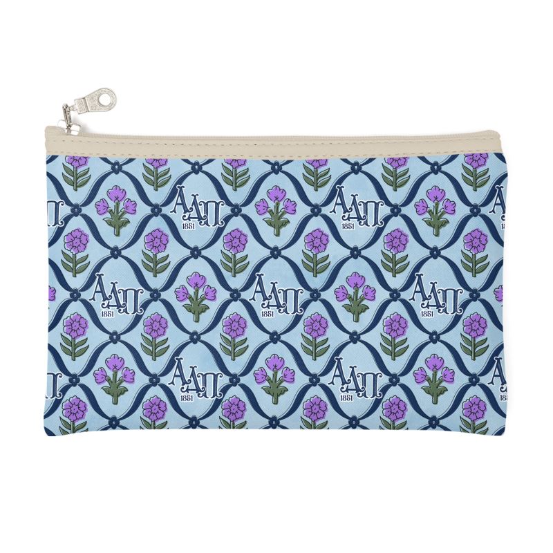 Alpha Delta Pi Block Print Zip Top Cosmetic Bag