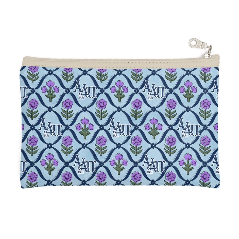 Alpha Delta Pi Block Print Zip Top Cosmetic Bag