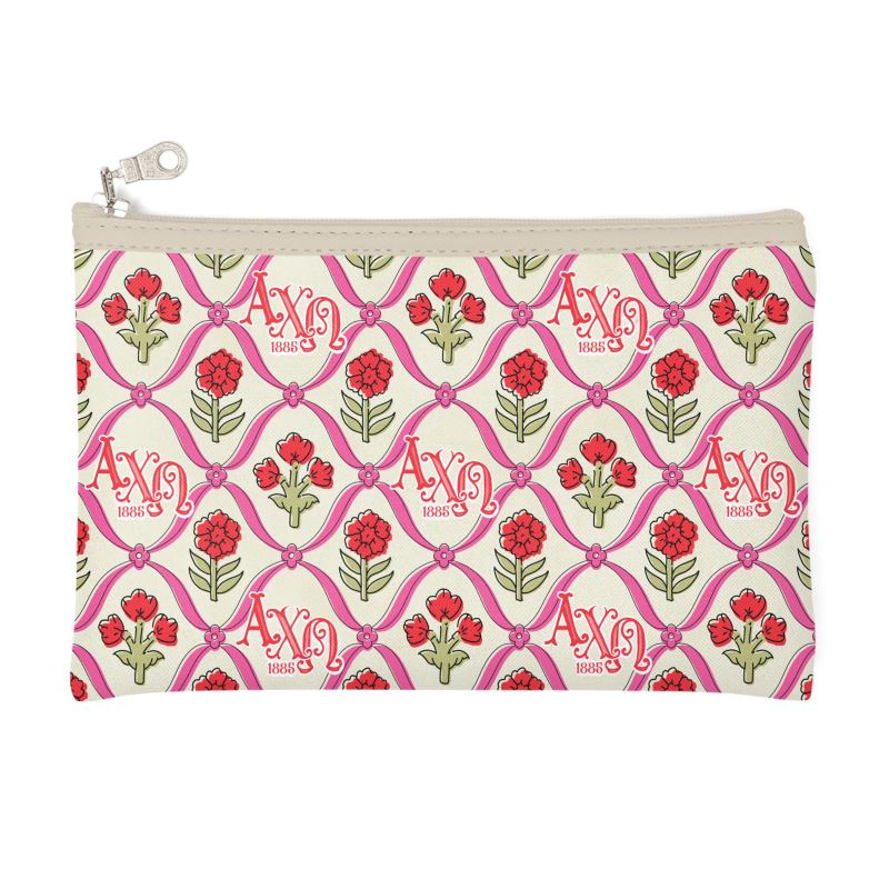 Alpha Chi Omega Blockprint Zip Top Cosmetic Bag