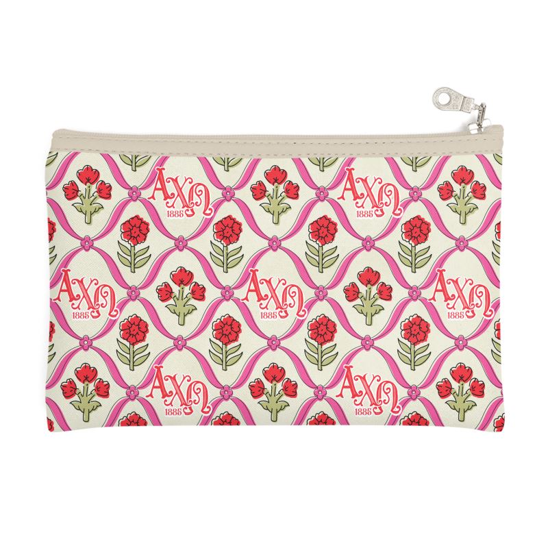 Alpha Chi Omega Blockprint Zip Top Cosmetic Bag