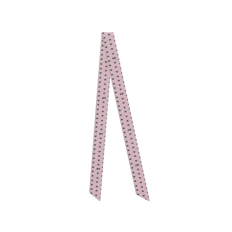 Alpha Phi Letters + Hearts Silk Twill Ribbon Scarf