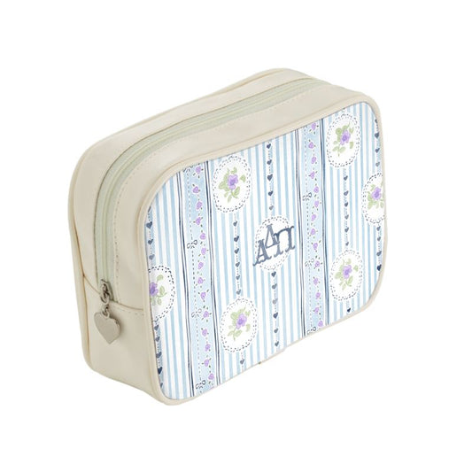 Alpha Delta Pi Stripes + Hearts Floral Cosmetic Bag