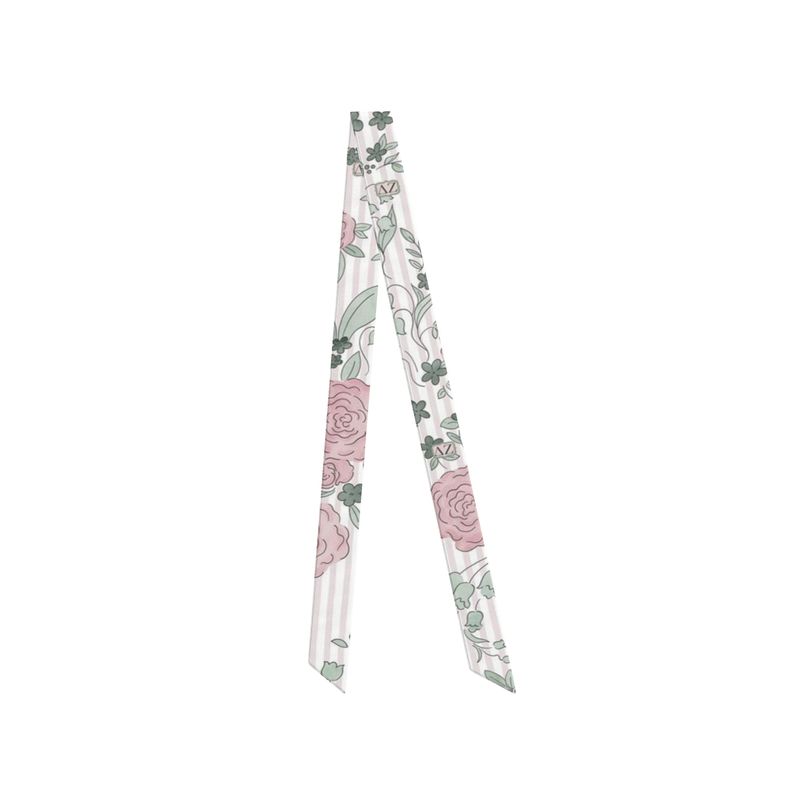 Delta Zeta Floral Striped Silk Twill Ribbon Scarf