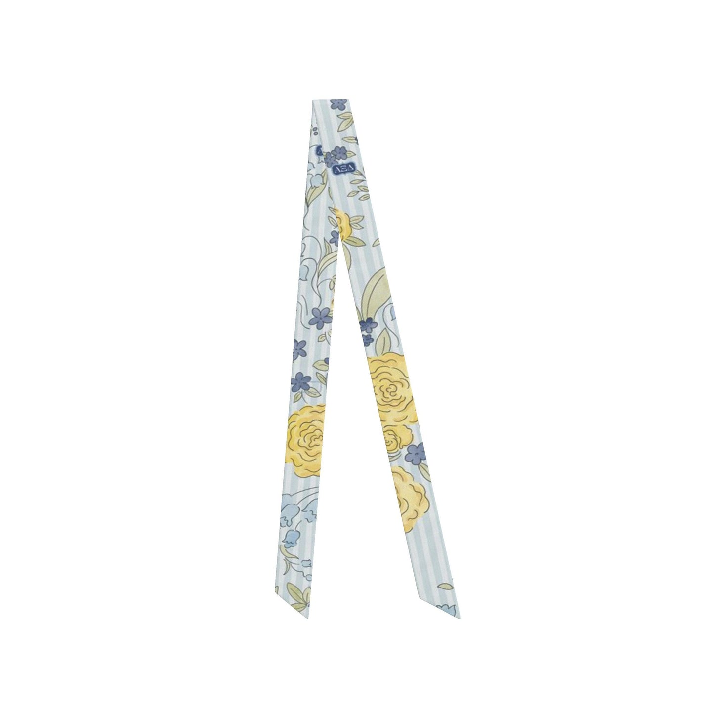 Alpha Xi Delta Floral Striped Silk Satin Ribbon Scarf