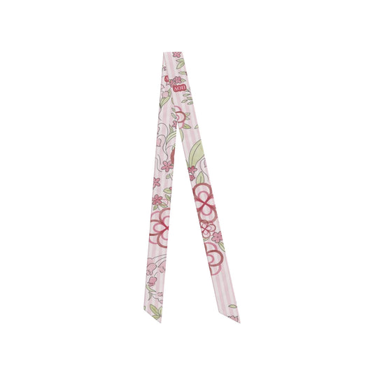 Alpha Omicron Pi Floral Striped Silk Twill Ribbon Scarf