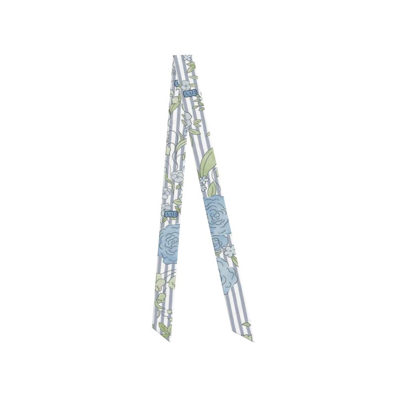 Alpha Delta Pi Floral Striped Silk Twill Ribbon Scarf