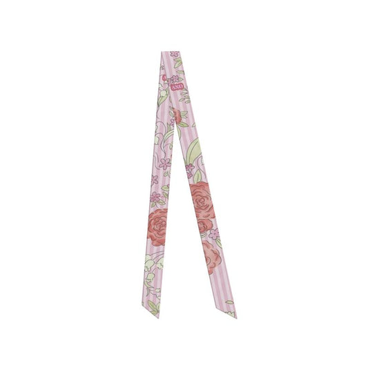 Alpha Chi Omega Floral Striped Silk Twill Ribbon Scarf