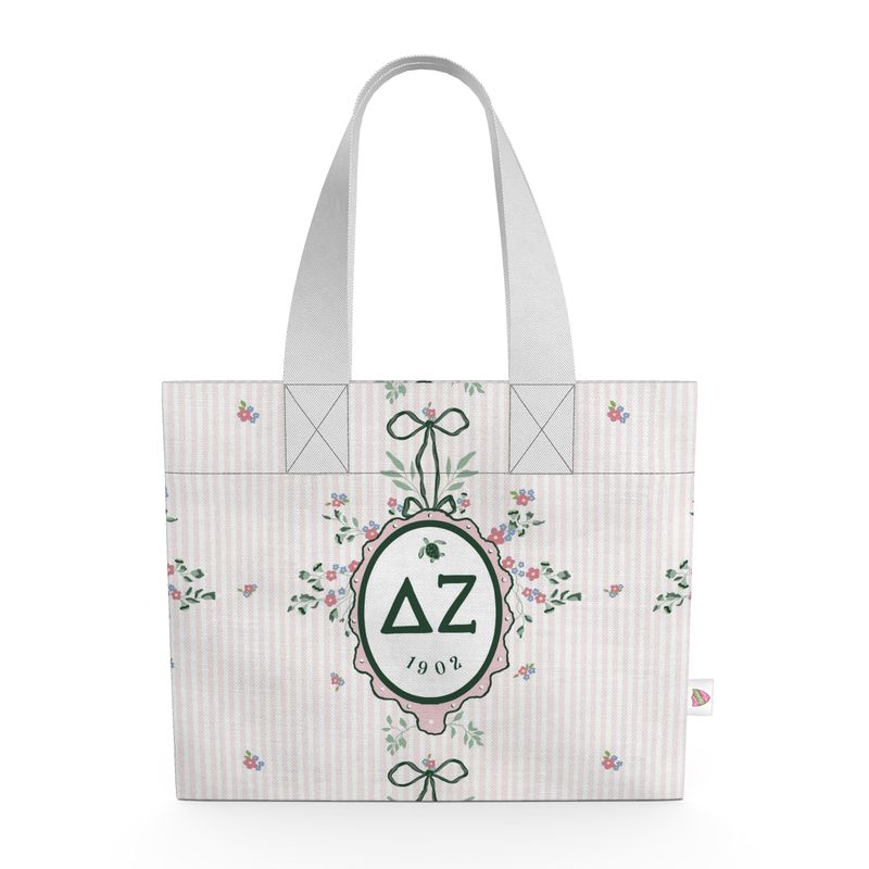 Delta Zeta Floral Frame Organic Cotton Canvas Tote