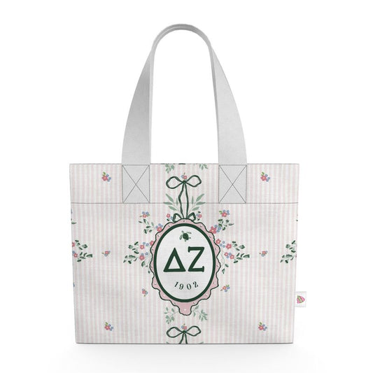 Delta Zeta Floral Frame Organic Cotton Canvas Tote