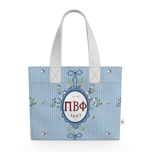 Pi Beta Phi Floral Frame Organic Cotton Canvas Tote
