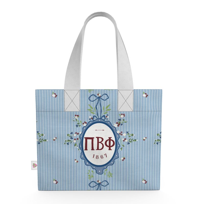 Pi Beta Phi Floral Frame Organic Cotton Canvas Tote