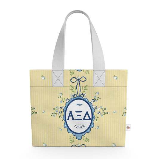 Alpha Xi Delta Floral Frame Organic Cotton Canvas Tote