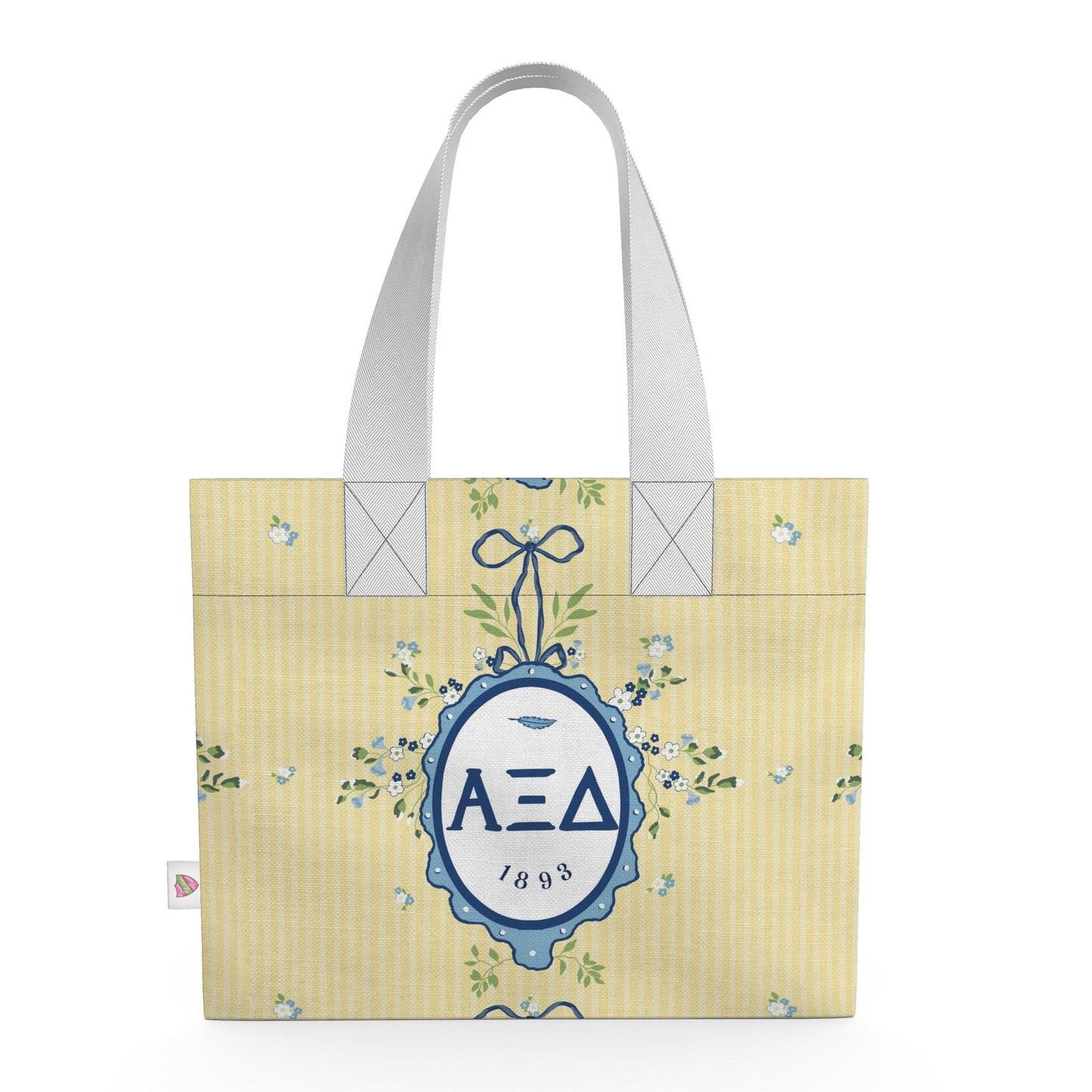 Alpha Xi Delta Floral Frame Organic Cotton Canvas Tote