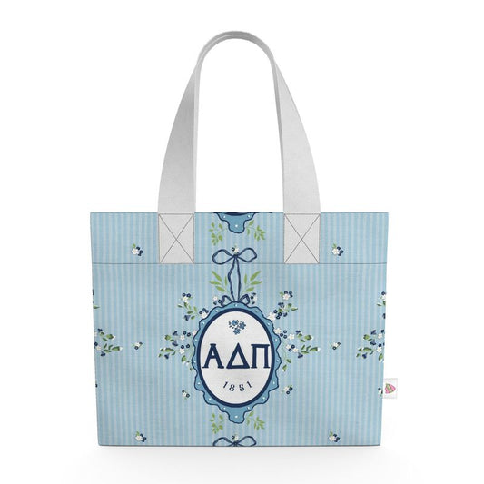 Alpha Delta Pi Floral Frame Organic Cotton Canvas Tote