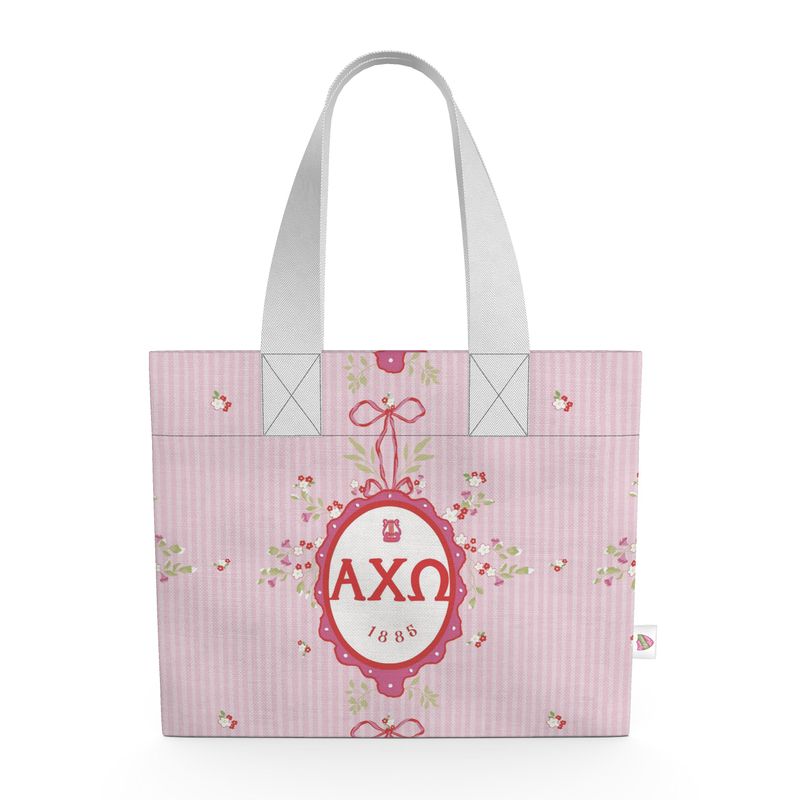 Alpha Chi Omega Floral Frame Cotton Canvas Tote