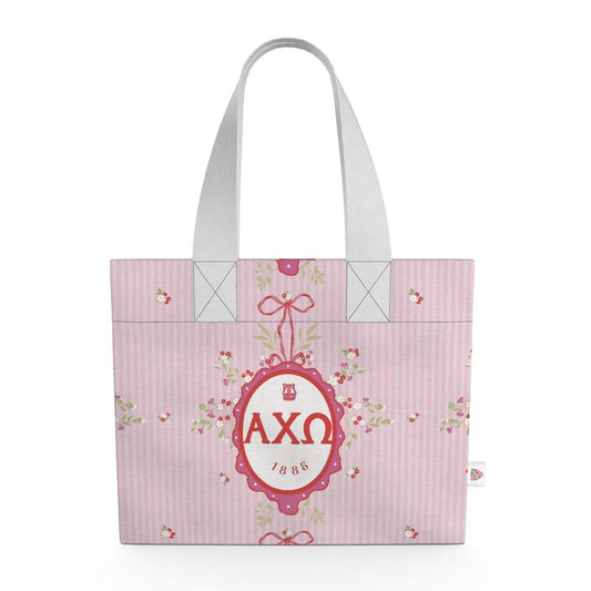 Alpha Chi Omega Floral Frame Cotton Canvas Tote
