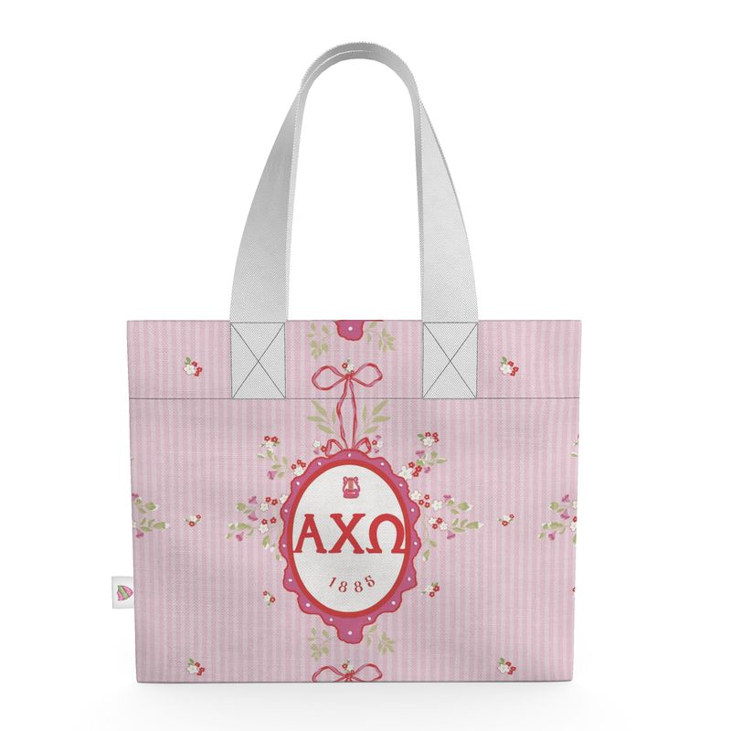 Alpha Chi Omega Floral Frame Cotton Canvas Tote