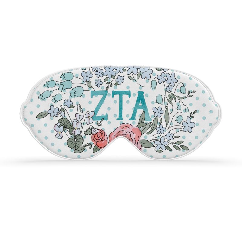 Zeta Tau Alpha White Violet + Dot Satin Sleep Mask