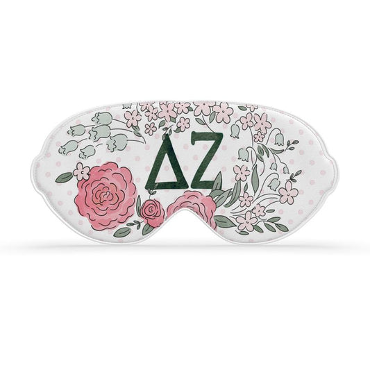 Delta Zeta Pink Rose + Dot Satin Sleep Mask