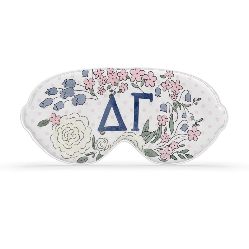 Delta Gamma Cream Colored Rose + Dot Satin Sleep Mask