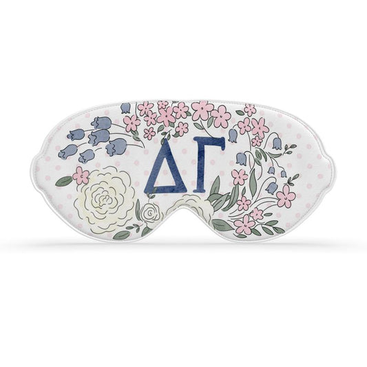 Delta Gamma Cream Colored Rose + Dot Satin Sleep Mask