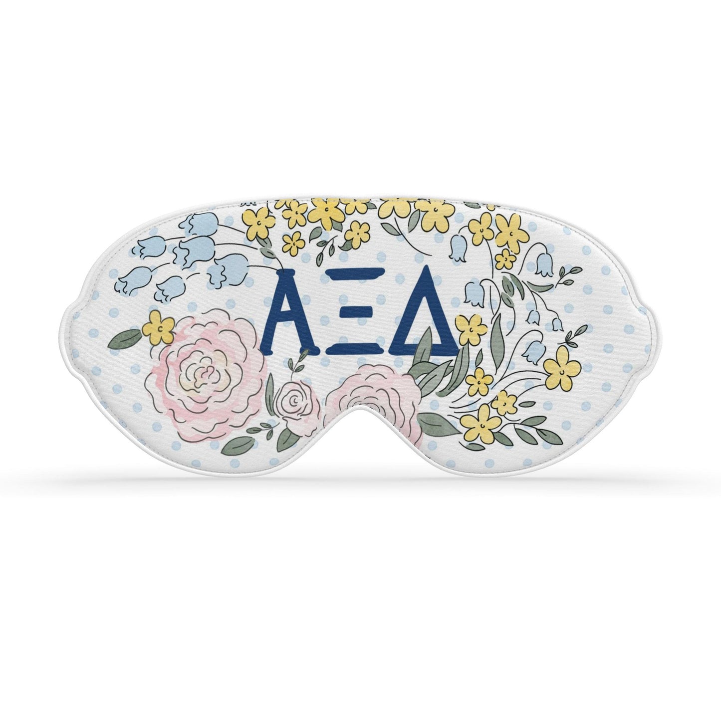 Alpha Xi Delta Pink Rose + Dot Satin Sleep Mask