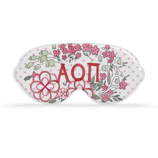 Alpha Omicron Pi Rose + Dot Satin Sleep Mask
