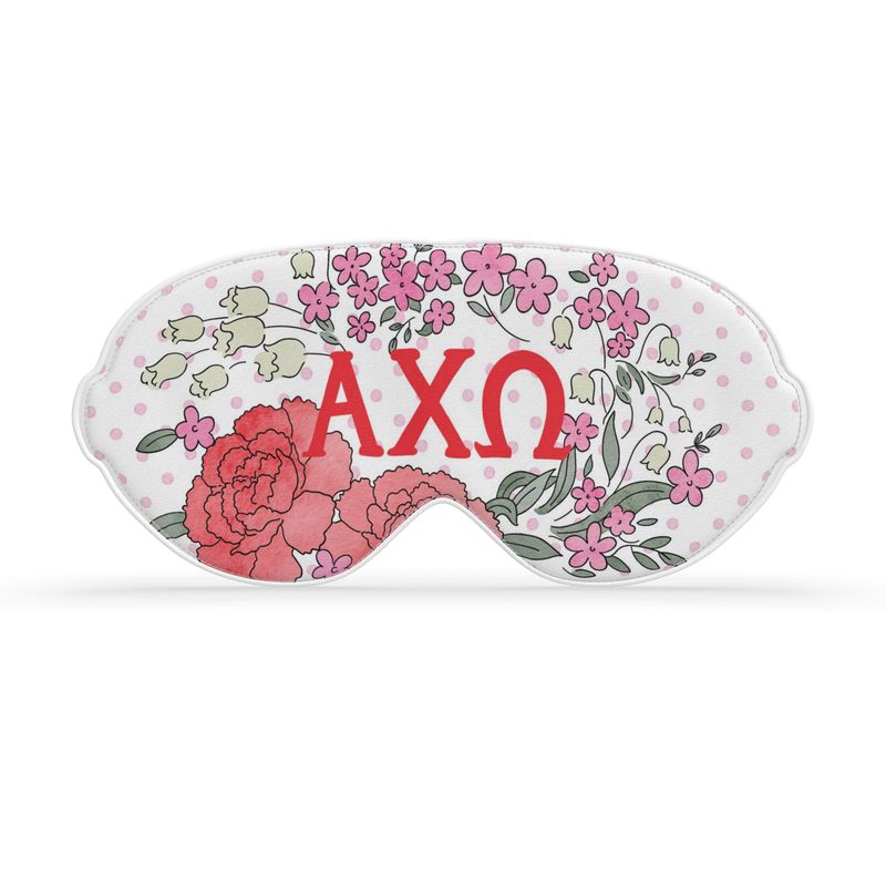 Alpha Chi Omega Carnation + Dot Satin Sleep Mask
