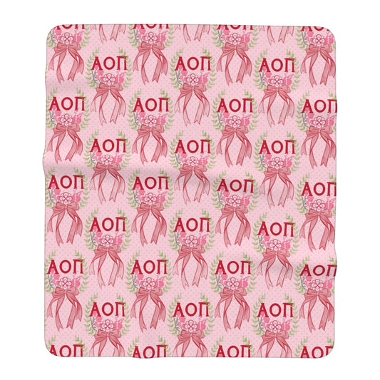 Alpha Omicron Pi Laurel Wreath + Rose Oversized Beach Towel