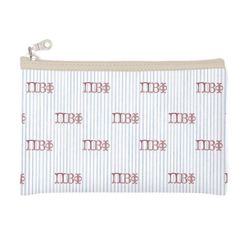 Pi Beta Phi Letters + Stripes Zip Top Cosmetic Bag