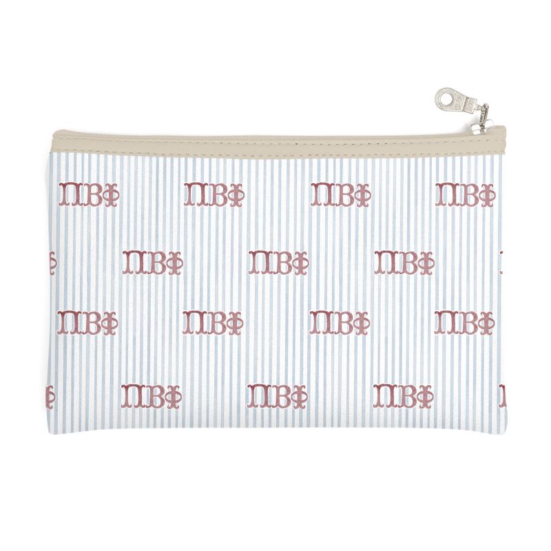 Pi Beta Phi Letters + Stripes Zip Top Cosmetic Bag