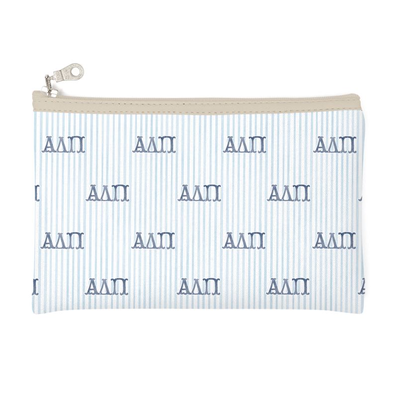 Alpha Delta Pi Letters + Hearts Zip Top Cosmetic Bag