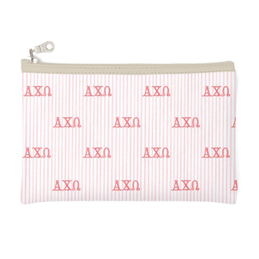 Alpha Chi Omega Letters + Hearts Zip Top Cosmetic Bag