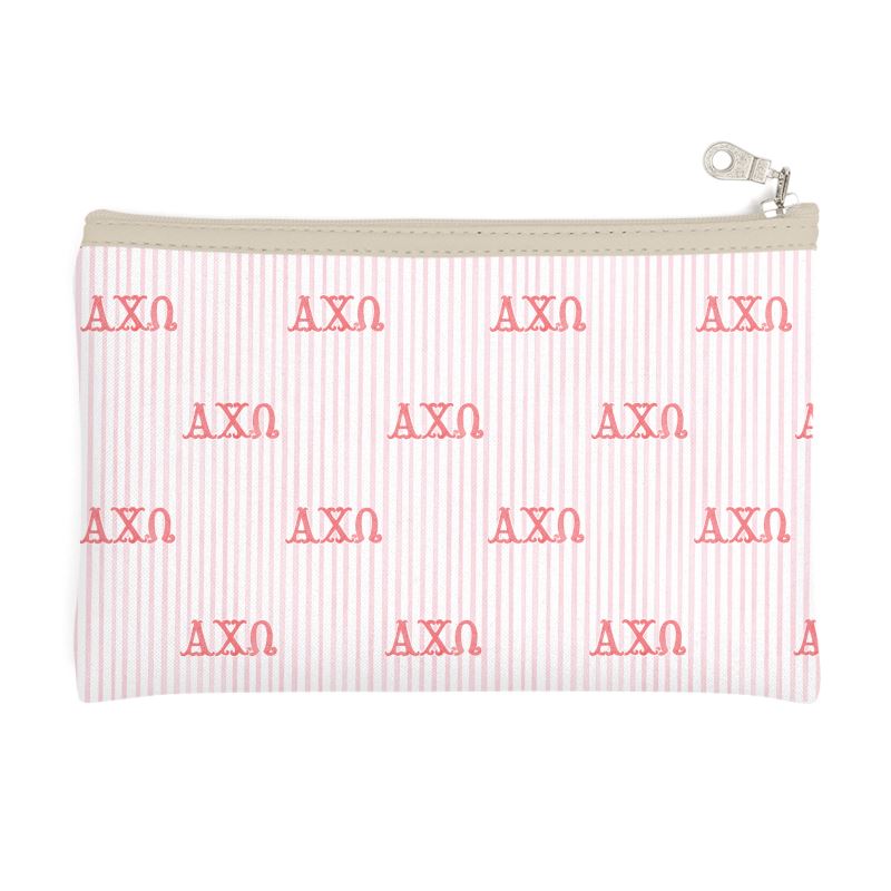 Alpha Chi Omega Letters + Hearts Zip Top Cosmetic Bag