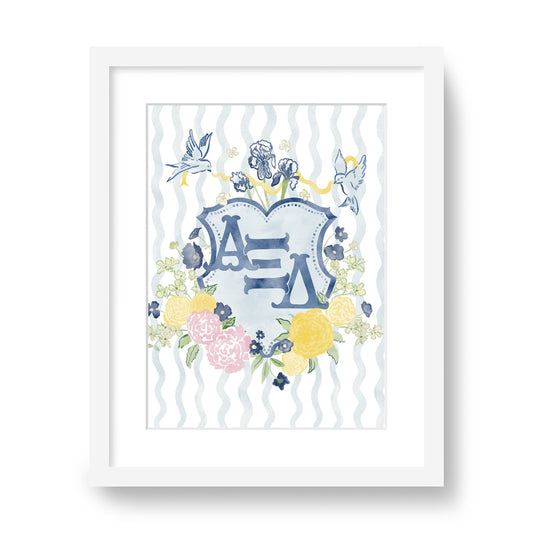 Alpha Xi Delta Floral Greek Letter Monogram Framed Art